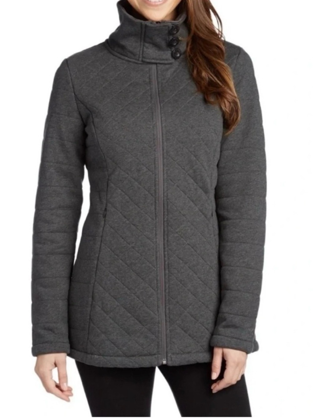 The North Face Caroluna Quilted Fleece Lined Coat Dark Gray XL